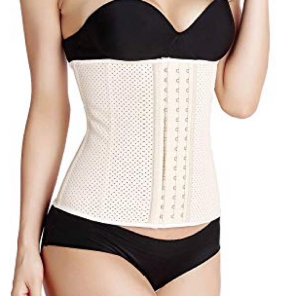 Breathable latex waist trainer color nude